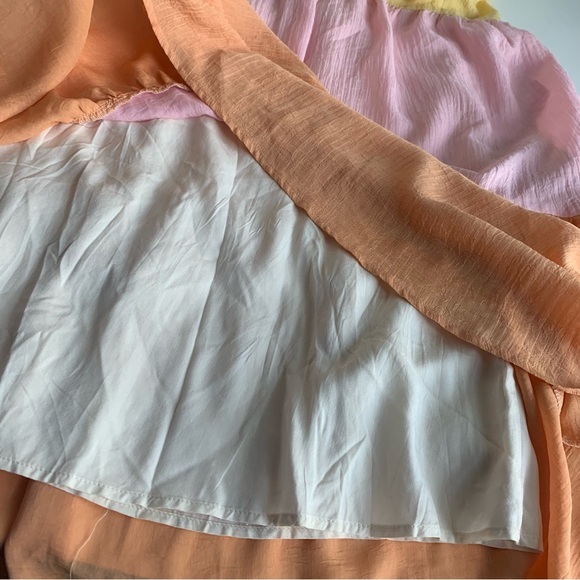 The Impeccable Pig Maxi‎ dress, pastel yellow, pink, peach, beige stripe Flowy S - Picture 6 of 9